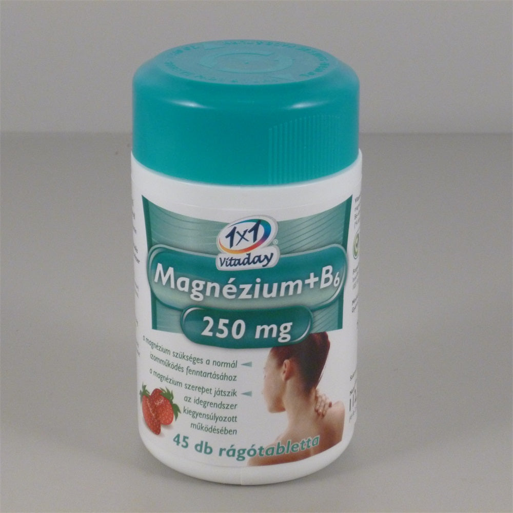 1x1 vitaday magnézium+b6 250 mg žuvacie tablety jahody 45