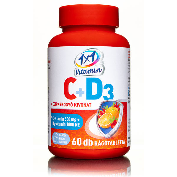 1x1 vitamín C vitamín 500 mg+d3+kvetiny žuvacie tabletky pomaranče 60 kusov