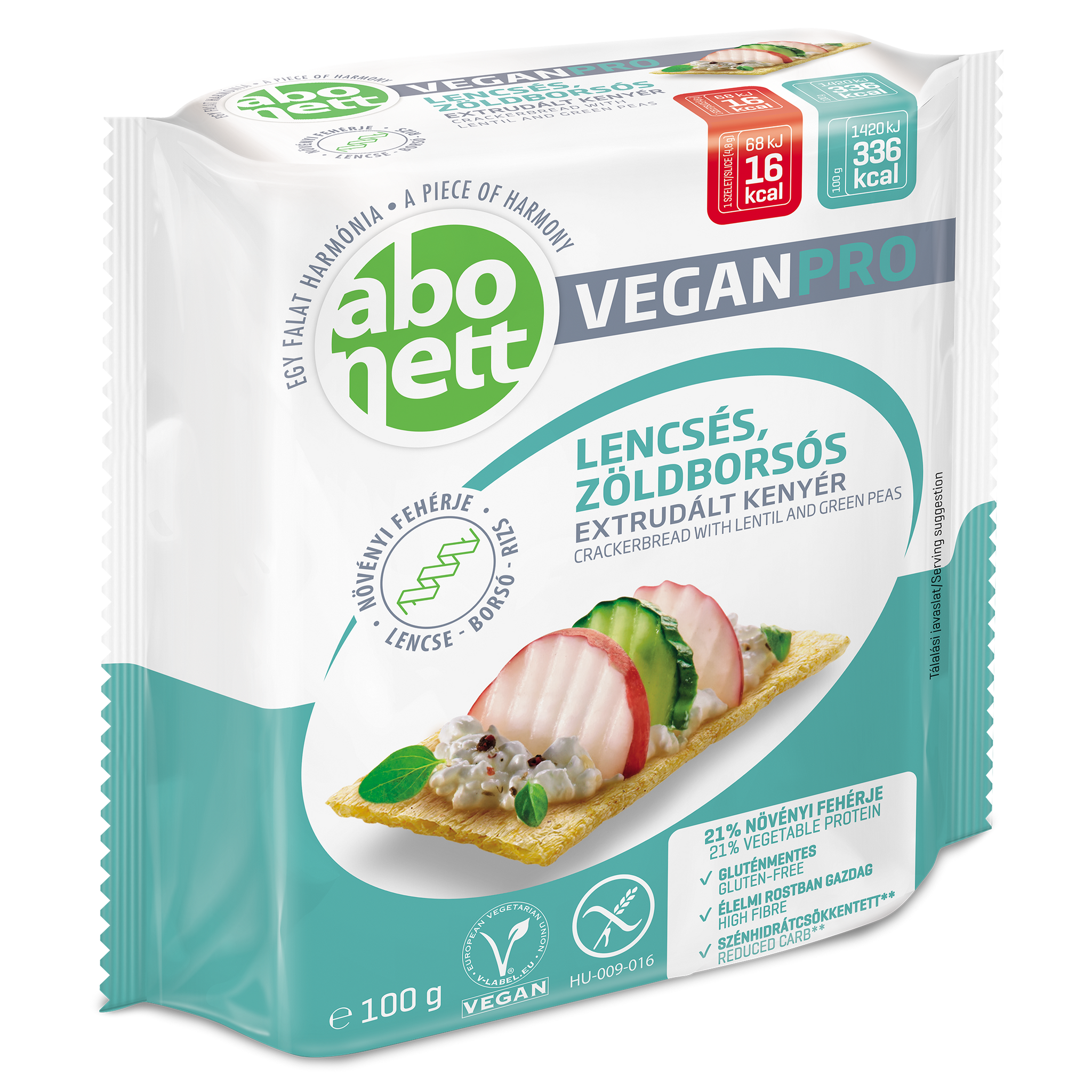 Abonett VeganPro extrudovaný chlieb so šošovicou a zeleným hráškom 100 g - 91790