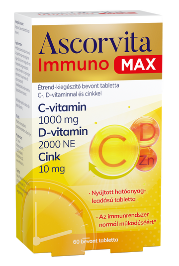 Ascorvita immuno max, doplnkový doplnok stravy, vitamín C, D a zinok 60