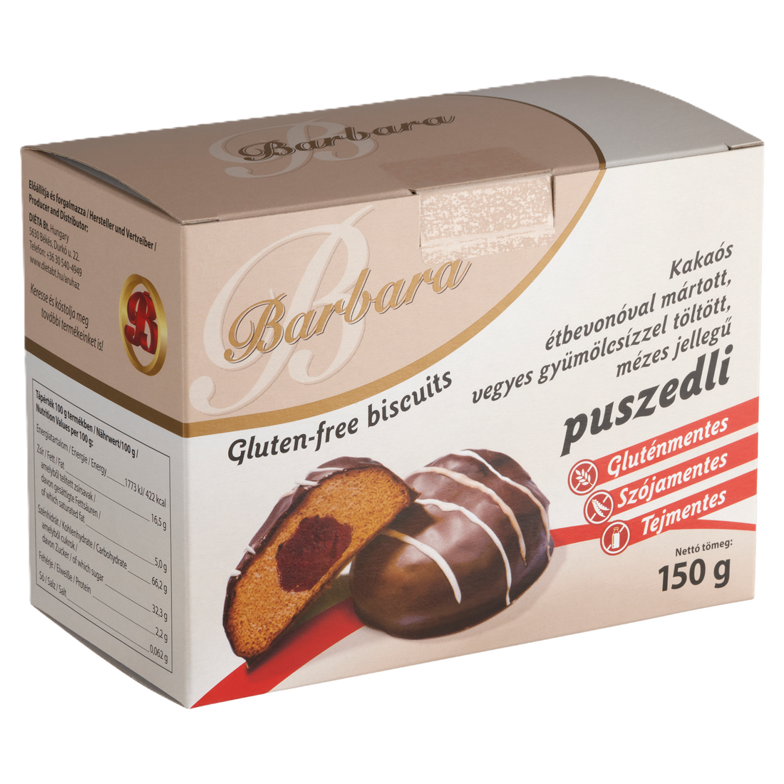 Barbara bezlepkové medové pusinky plnené rôznymi ovocnými príchuťami 150 g - 81417