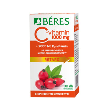Vitamín C vo forme 1000 mg jahody+vitamín D3 2000 mg retardované filmové tabletky 90