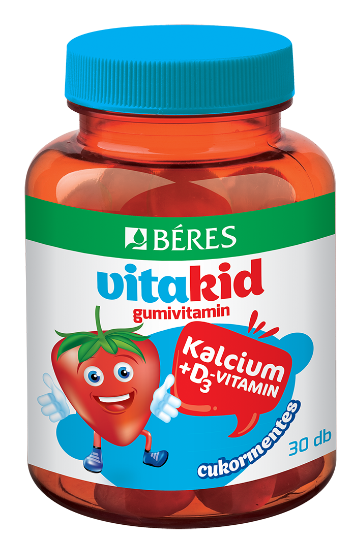 Vitakíd v brade, vápnik + d3 vitamín gumivitamín 30 šálok
