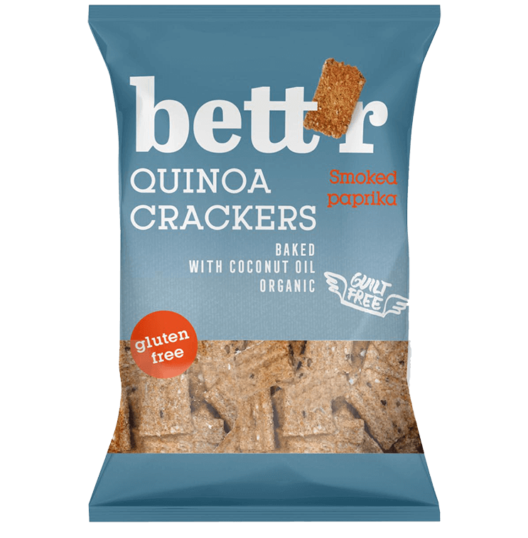 Bettr BIO Vegánske quinoa krekry s údenou paprikou 100 g - 86610