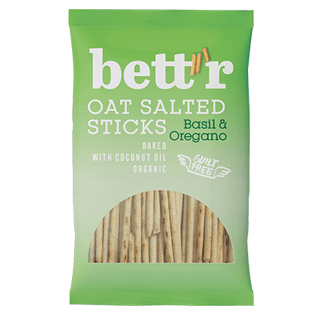 Bett'r Ovsené slané tyčinky s bazalkou a oreganom bio 50 g - 86614