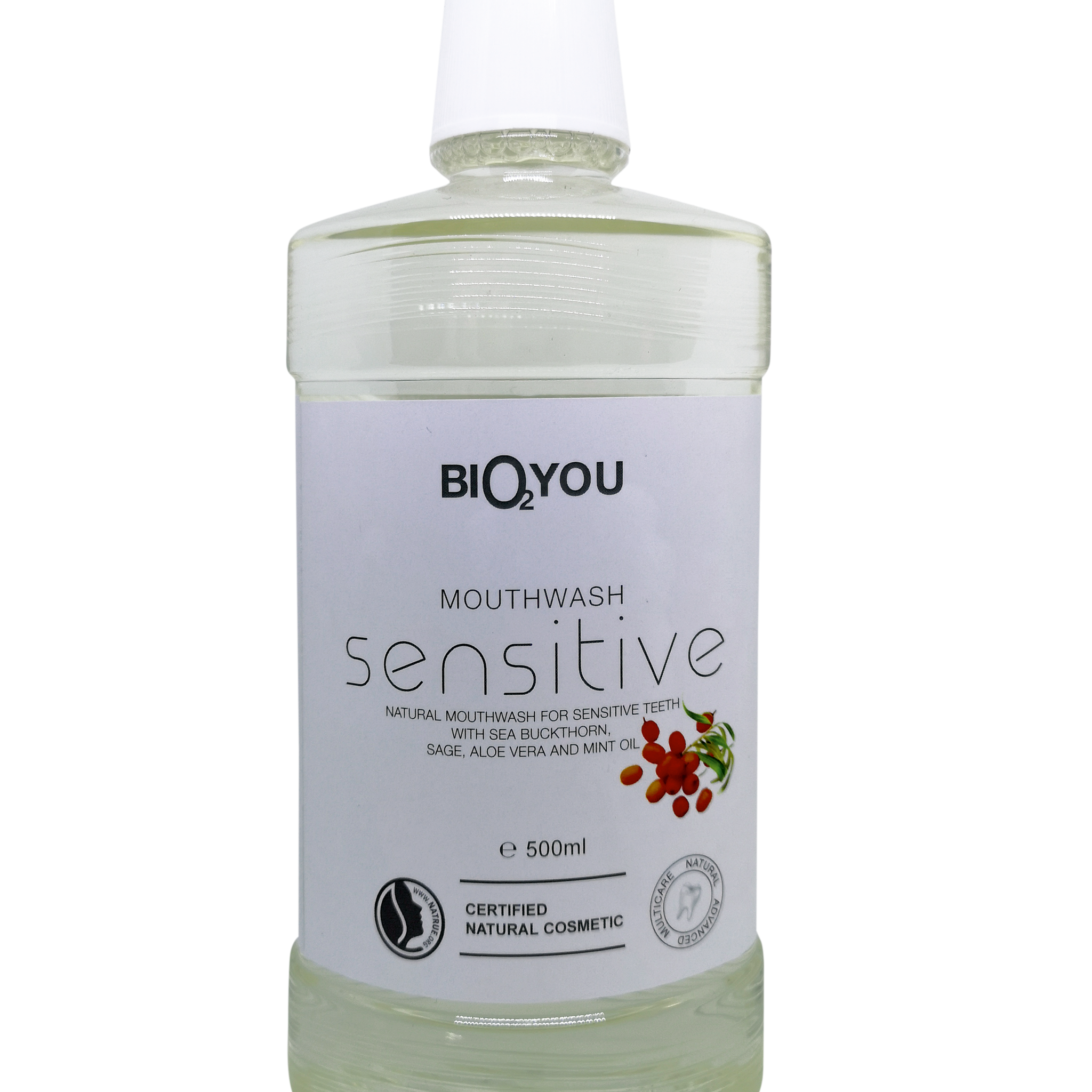 Bio2you Prírodná ústna voda Sensitive s aloe vera, rakytníkom a mätou 500 ml - 88729
