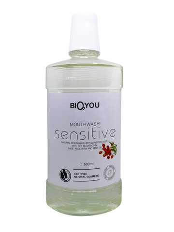 Bio2you Prírodná ústna voda Sensitive s aloe vera, rakytníkom a mätou 500 ml - 88729