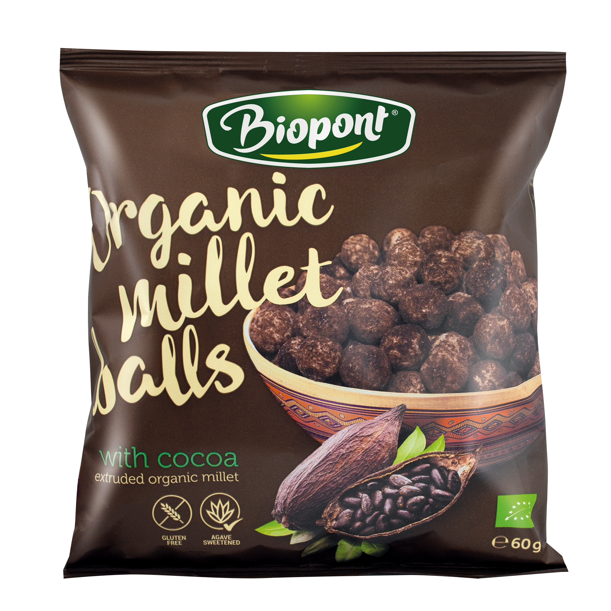 Biopont bio extrudované pšenové guľôčky s kakaovou príchuťou 60 g - 34166