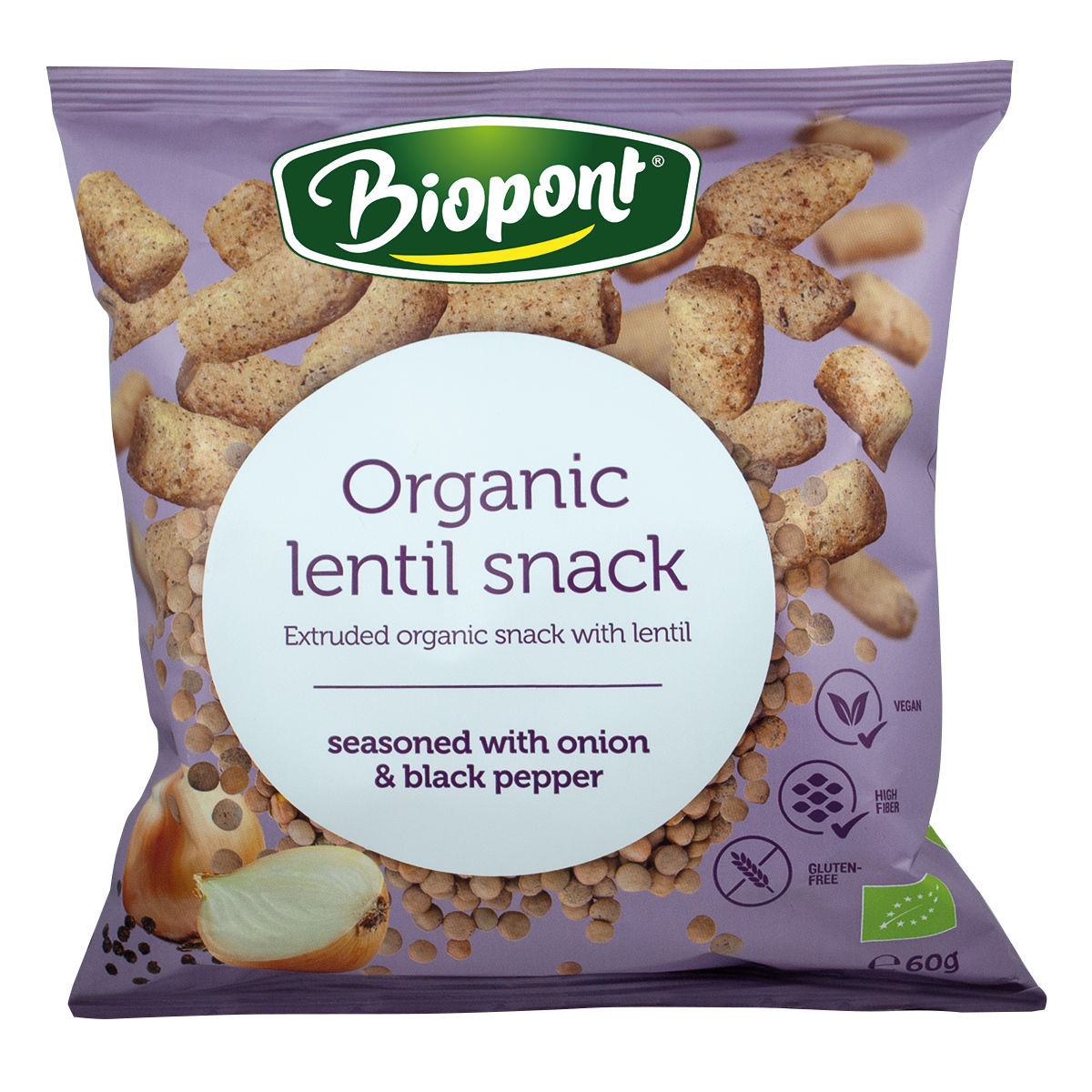 Biopont šošovicové chrumky s cibuľou a čiernym korením 60 g - 81493