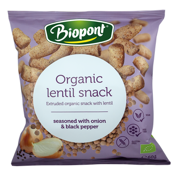 Biopont šošovicové chrumky s cibuľou a čiernym korením 60 g - 81493
