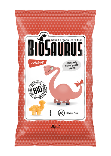 BioSaurus kukuričné chrumky s kečupovou príchuťou 50 g - 34274