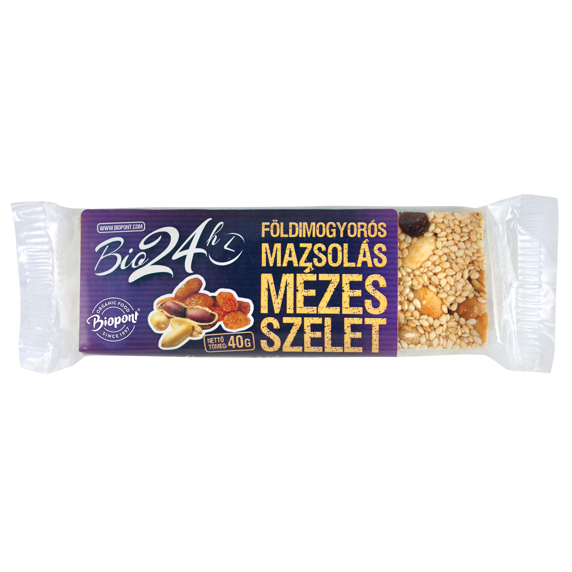 Biopont Bio Medová tyčinka s arašidmi a hrozienkami 40 g - 21777