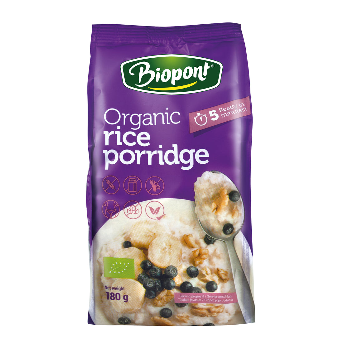 Biopont Bio bezlepková ryžová kaša 180 g - 57691