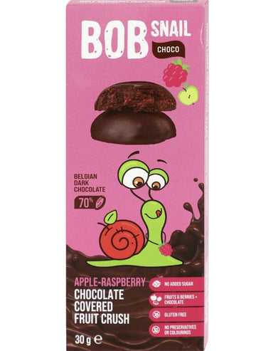 Bob Snail Ovocná pochúťka jablko-jahoda v mliečnej čokoláde 30g - 88370