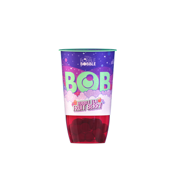 Bobble tea nápoj z čierneho čaju s jahodami a malinkou, nápojové perly obsahujúce jahodový olej 360 ml
