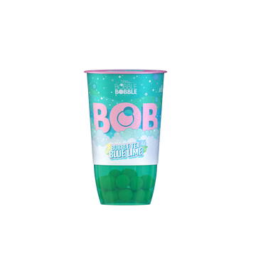 Bobble tea nápoj z zeleného čaju s citrónom a jablkom, s perlami obsahujúcimi limonádu 360 ml