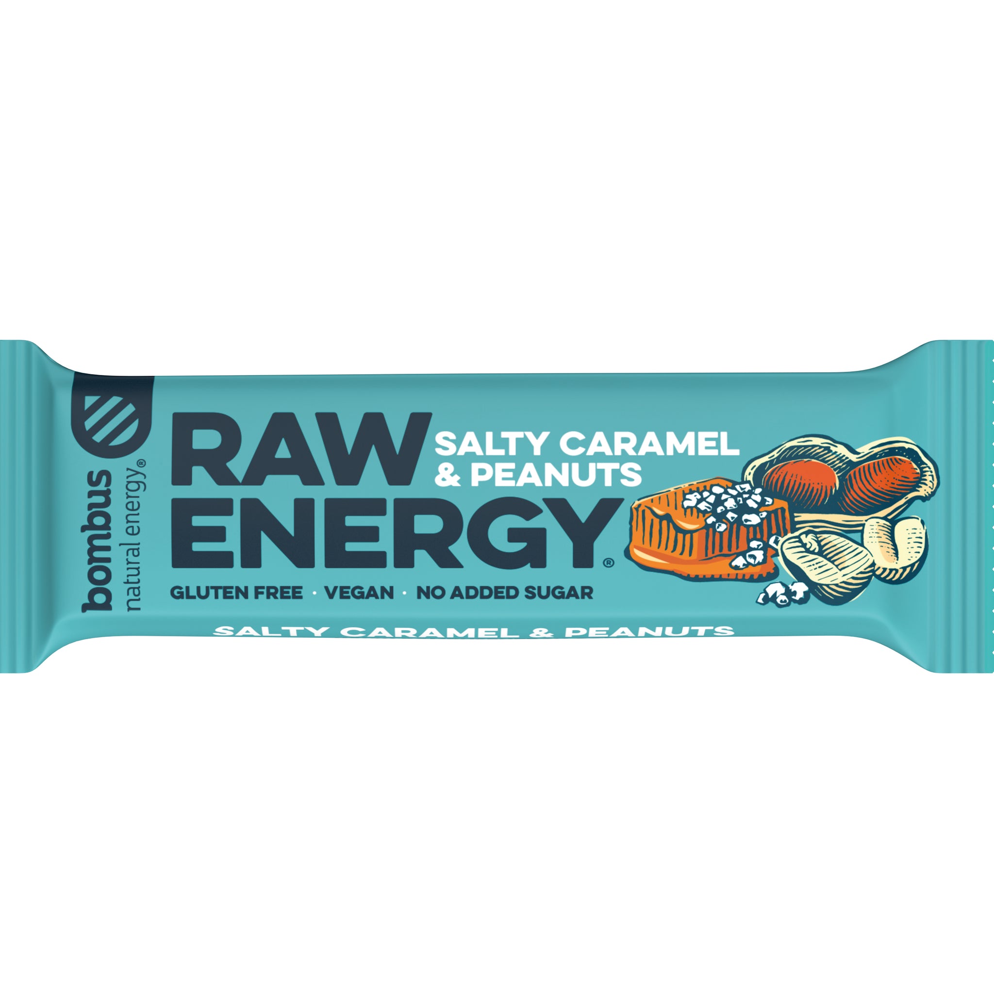 BOMBUS RAW ENERGY tyčinka so slaným karamelom a arašidmi 50 g - 87092
