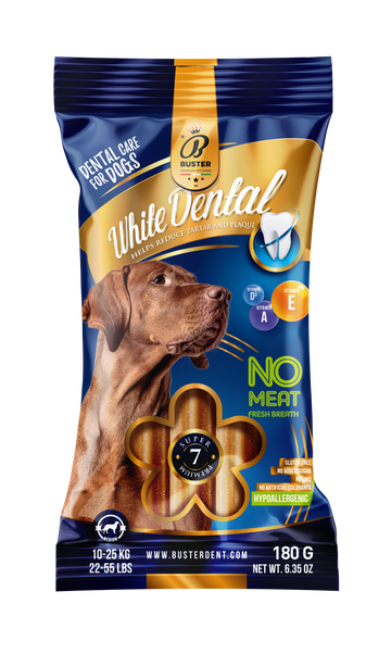 Buster dental stick prírodný s vitamínmi bez mäsa medium 10-25 kg 180 g