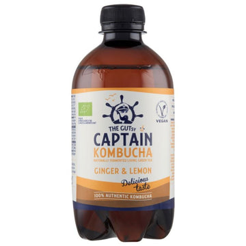 Captain bio kombucha živé kvety nápoj zázvor citrón 400 ml