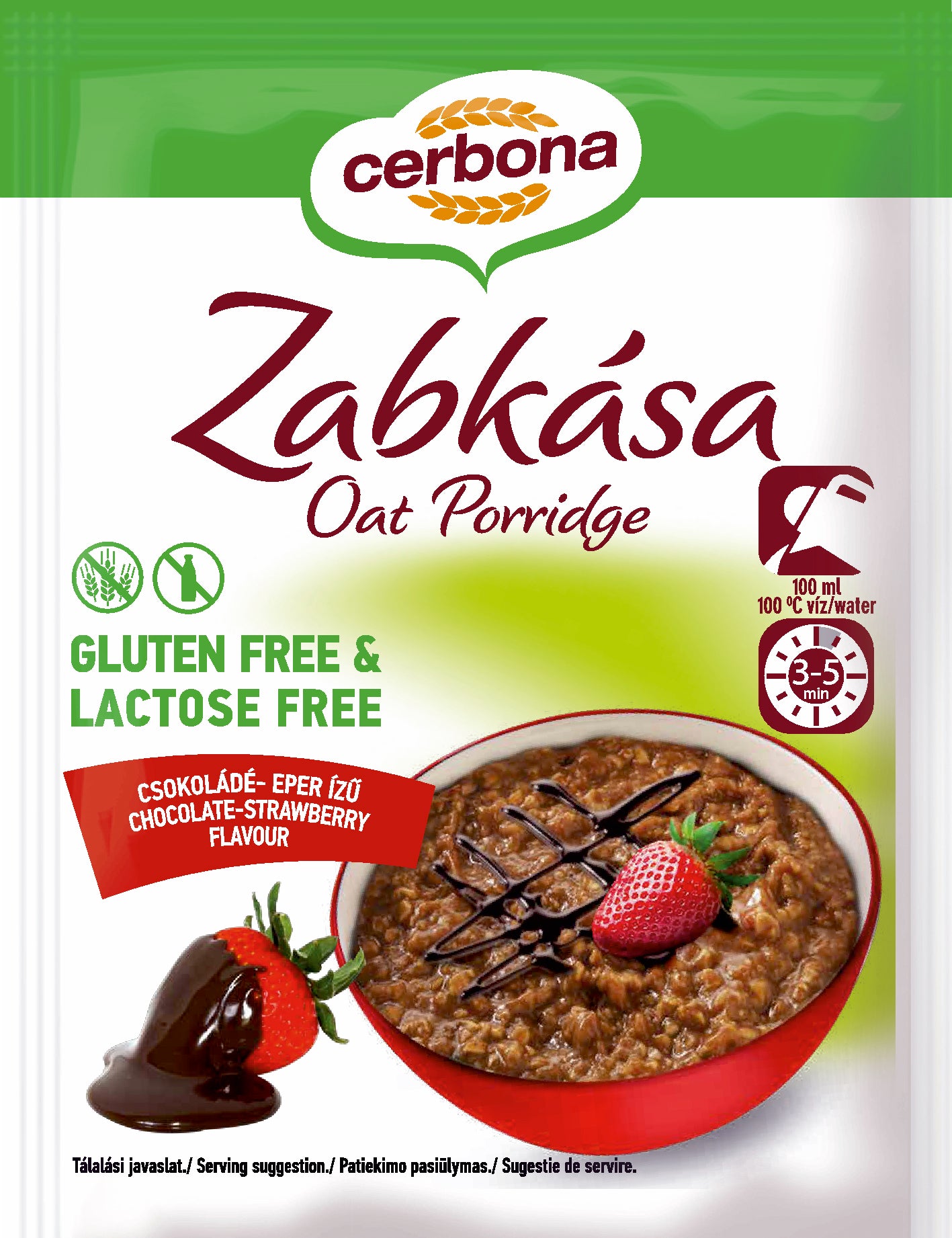 Cerbona ovsená kaša s jahodovo-čokoládovou príchuťou 50 g - 83087