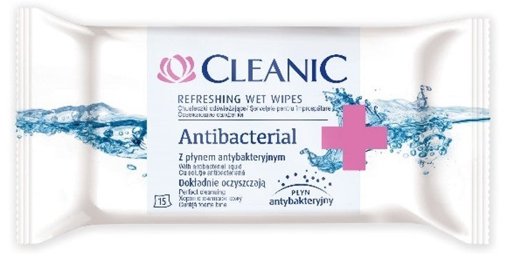 Cleanic antibakteriálne osviežujúce vlhčené obrúsky 15 ks - 91734