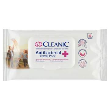 Cleanic Osviežujúce antibakteriálne vlhčené obrúsky cestovné balenie 40 ks - 91736