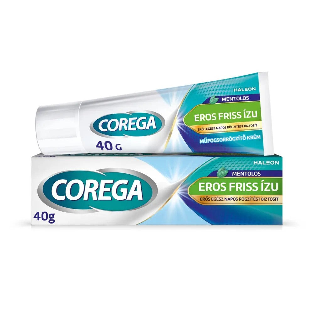 Corega Extra silný fixačný krém na zubné náhrady s osviežujúcou príchuťou 40g - 34895