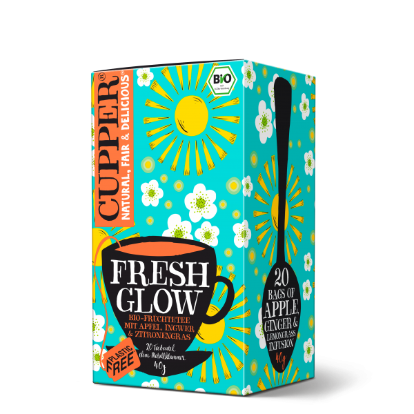 Cupper Bio bylinný čaj Fresh Glow so zázvorom, citrónovou trávou a jablkom 40 g - 85816