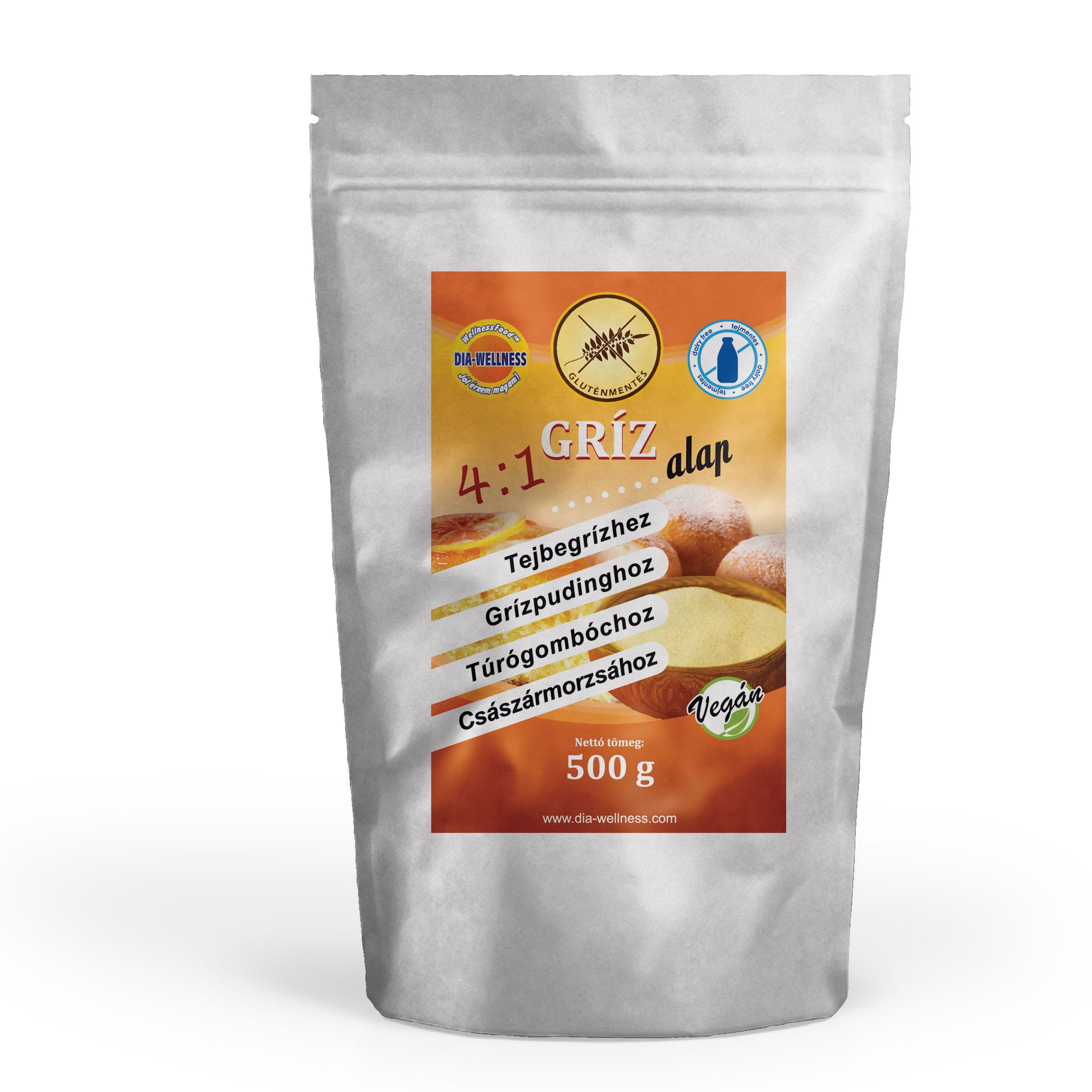 Dia-Wellness 4v1 Bezlepková, Nízkosacharidová, Bezlaktózová a Vegánska Krupicová Zmes 500 g - 82689