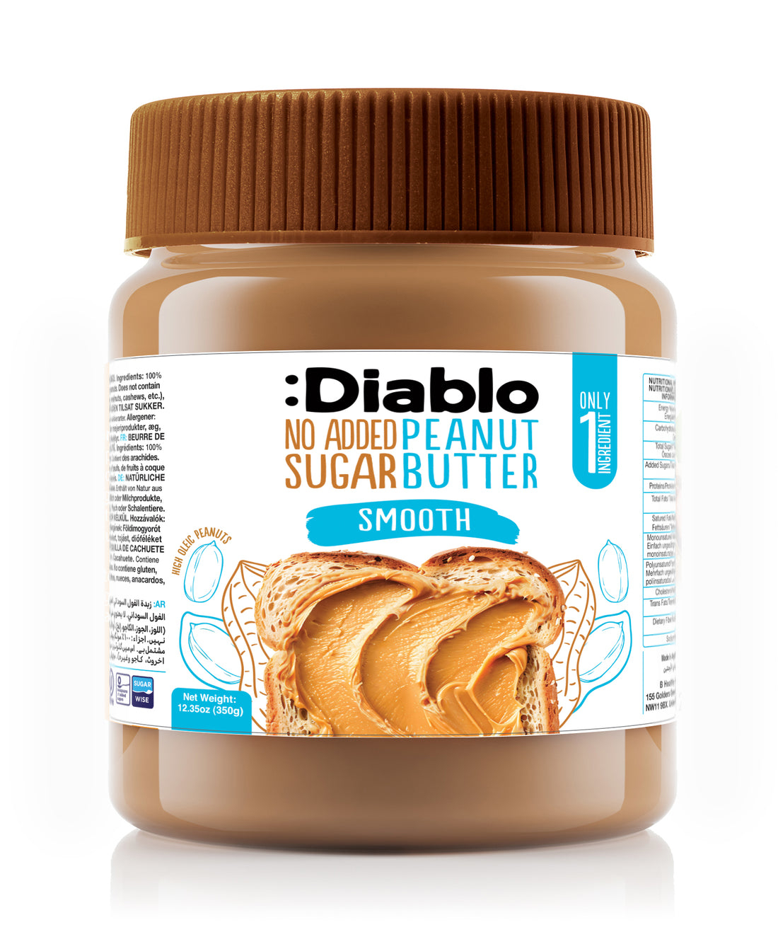 Diablo Hladké arašidové maslo bez pridaného cukru 340 g - 96394