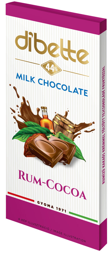 Dibette mliečna čokoláda plnená kakaovo-rumovým krémom s fruktózou 80 g - 53261