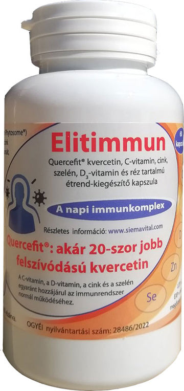 Elitimmun quercefit 60 kapsúl doplnkov stravy obsahujúcich kvercetín, vitamín C, zinok, selén, vitamín D3 a meď