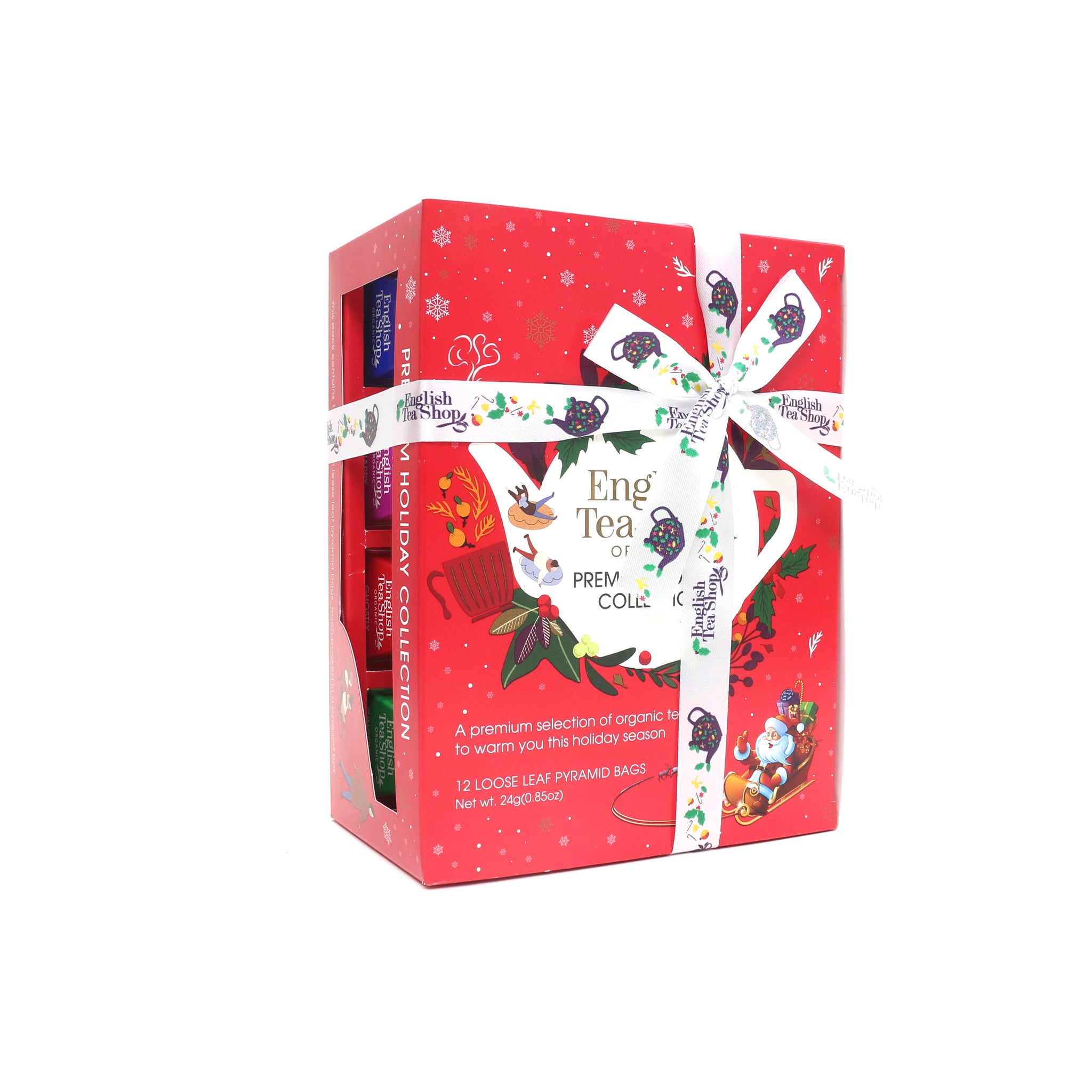 English Tea Shop 12 bio Vianočný hodvábny pyramída filtračný čajový výber 24 g