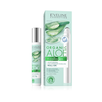 Eveline organic aloe+collagen hydratačný očný obrys tvarovací roll-on 15 ml