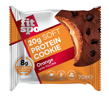 Fitspo proteínový koláč 20g proteín, 8g kolágen s oranžovou chuťou 70g