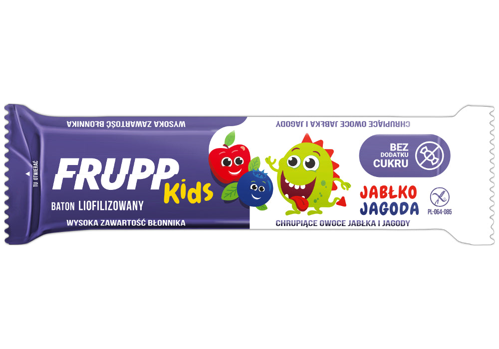 FRUPP Kids lyofilizovaná ovocná tyčinka s jablkami a čučoriedkami 9 g - 93079