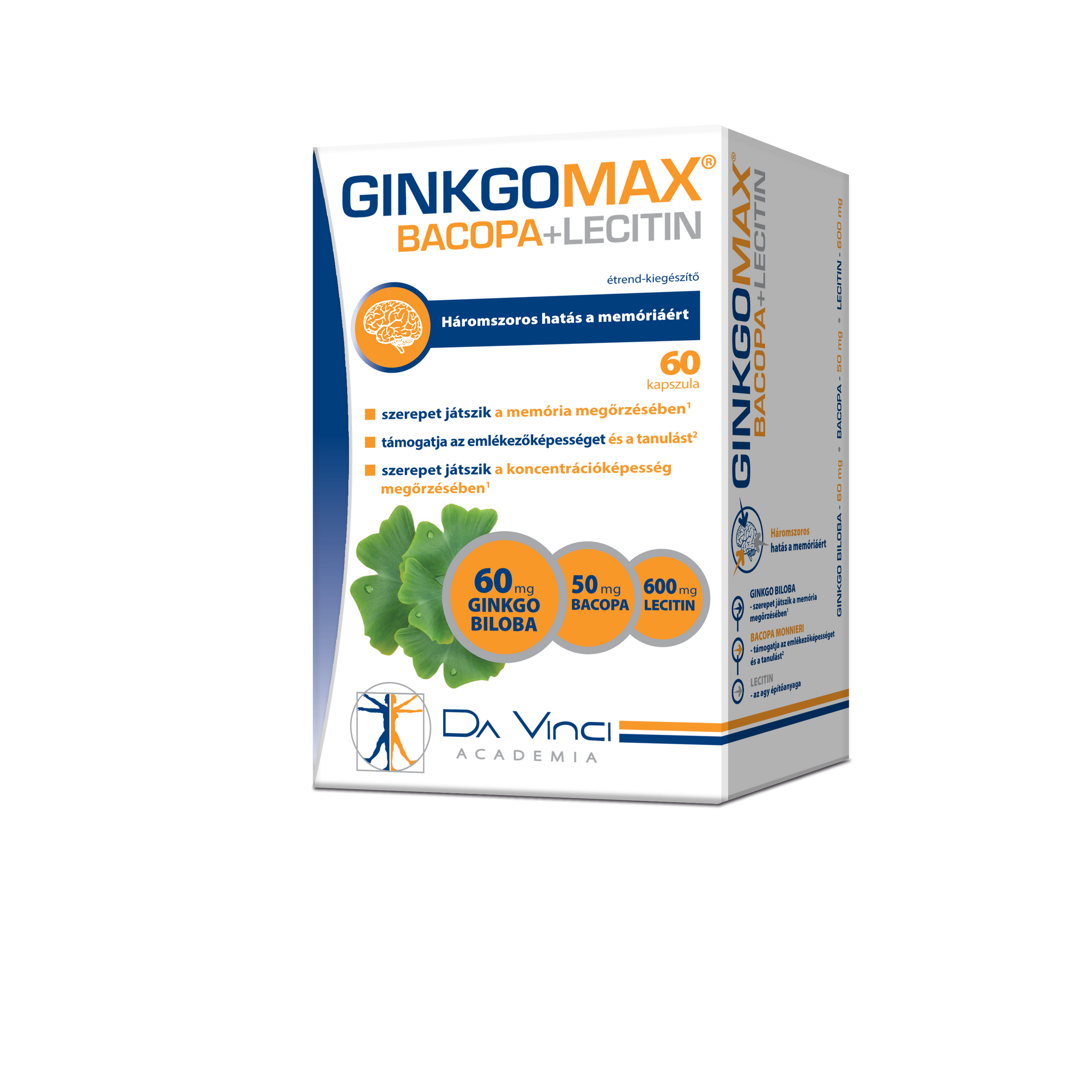 Simply You DaVinci Academia GinkgoMAX+Bacopa+Lecitin pre pamäť a koncentráciu 60 toboliek - 86997