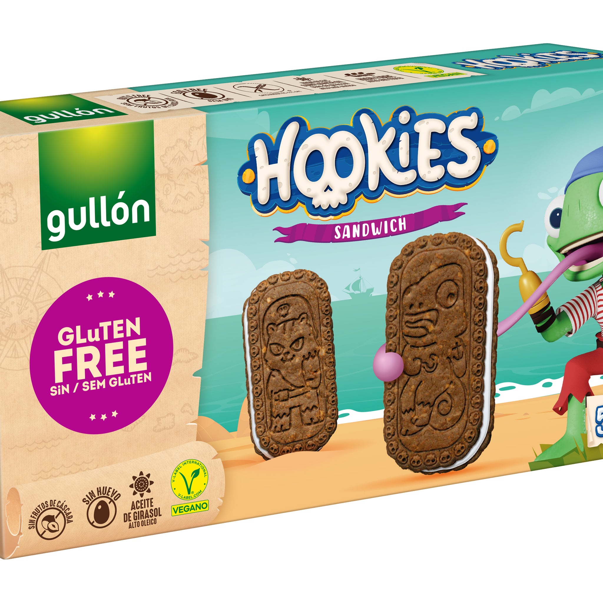 Gullon hookies bezgluténové kakaové sendvičové koláčiky s krémovou náplňou 230 g