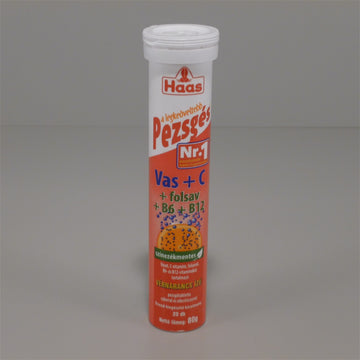 Haas Vital Šumivé tablety so železom, vitamínom C, kyselinou listovou, B6 a B12 s príchuťou krvavého pomaranča 80 g - 11969