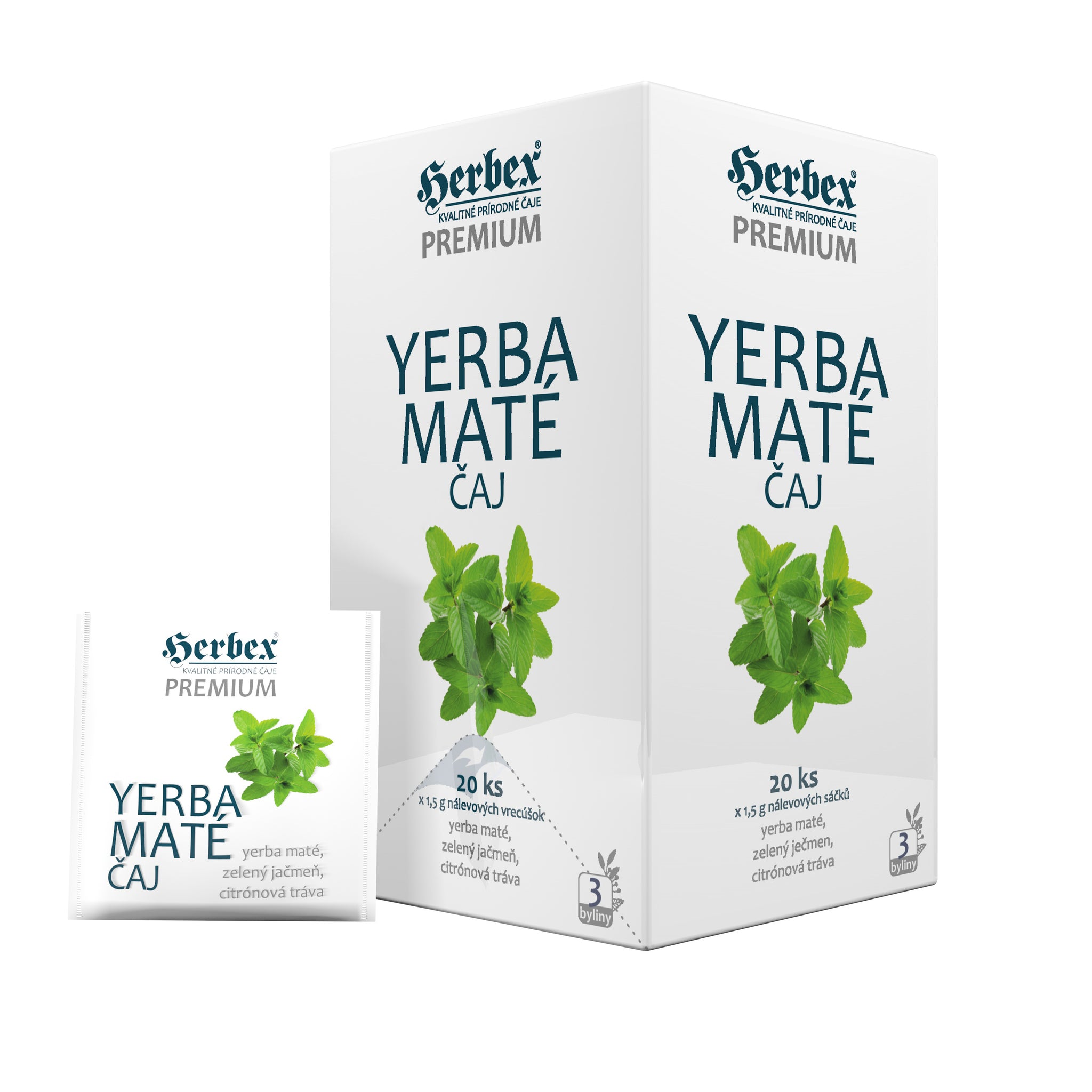 Herbex Yerba Maté čaj s príchuťou zeleného jačmeňa a citrónovej trávy 30 g - 90216