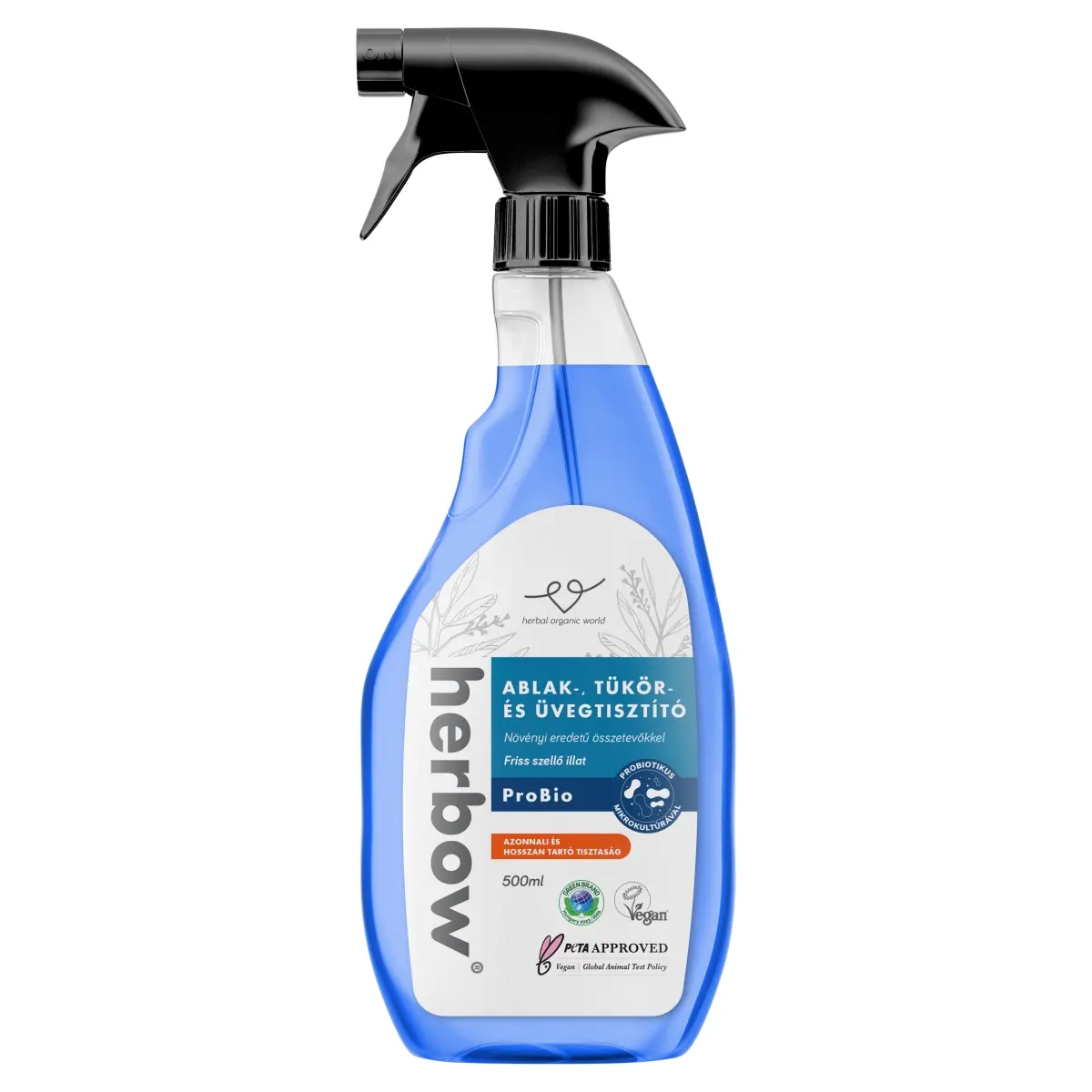 Herbow čistiaci probiotický sprej na okná, zrkadlá a sklo s vôňou čerstvého vánku 500 ml - 97320