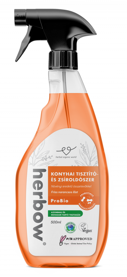 Herbow kuchynský čistiaci prostriedok na mastnotu, probiotický sprej s čerstvou pomarančovou vôňou 500ml - 97319