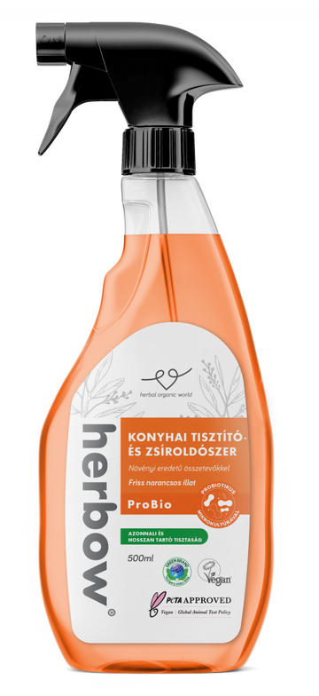 Herbow kuchynský čistiaci prostriedok na mastnotu, probiotický sprej s čerstvou pomarančovou vôňou 500ml - 97319