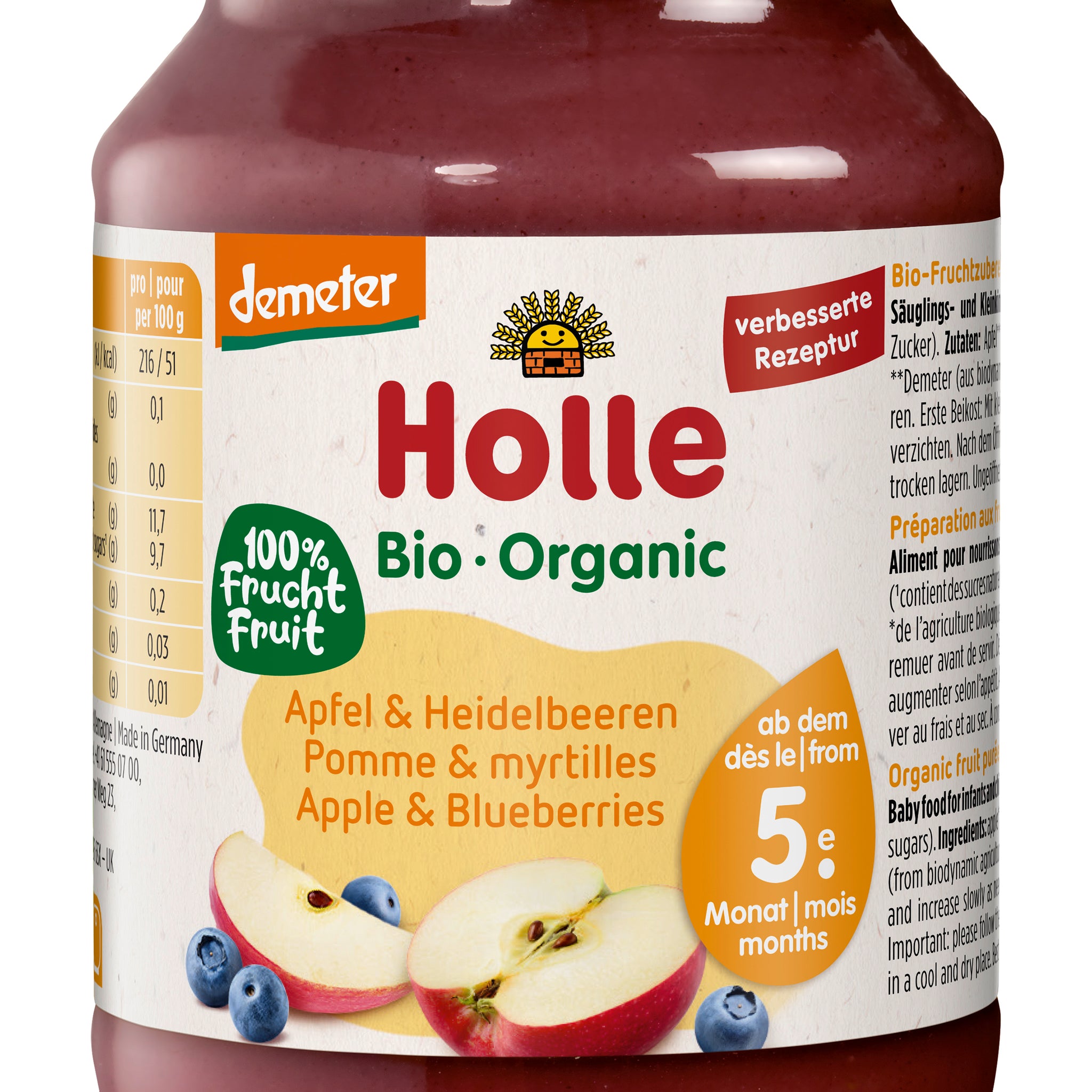 Holle BIO jablkovo-čučoriedkový detský ovocný príkrm 190 g - 10787