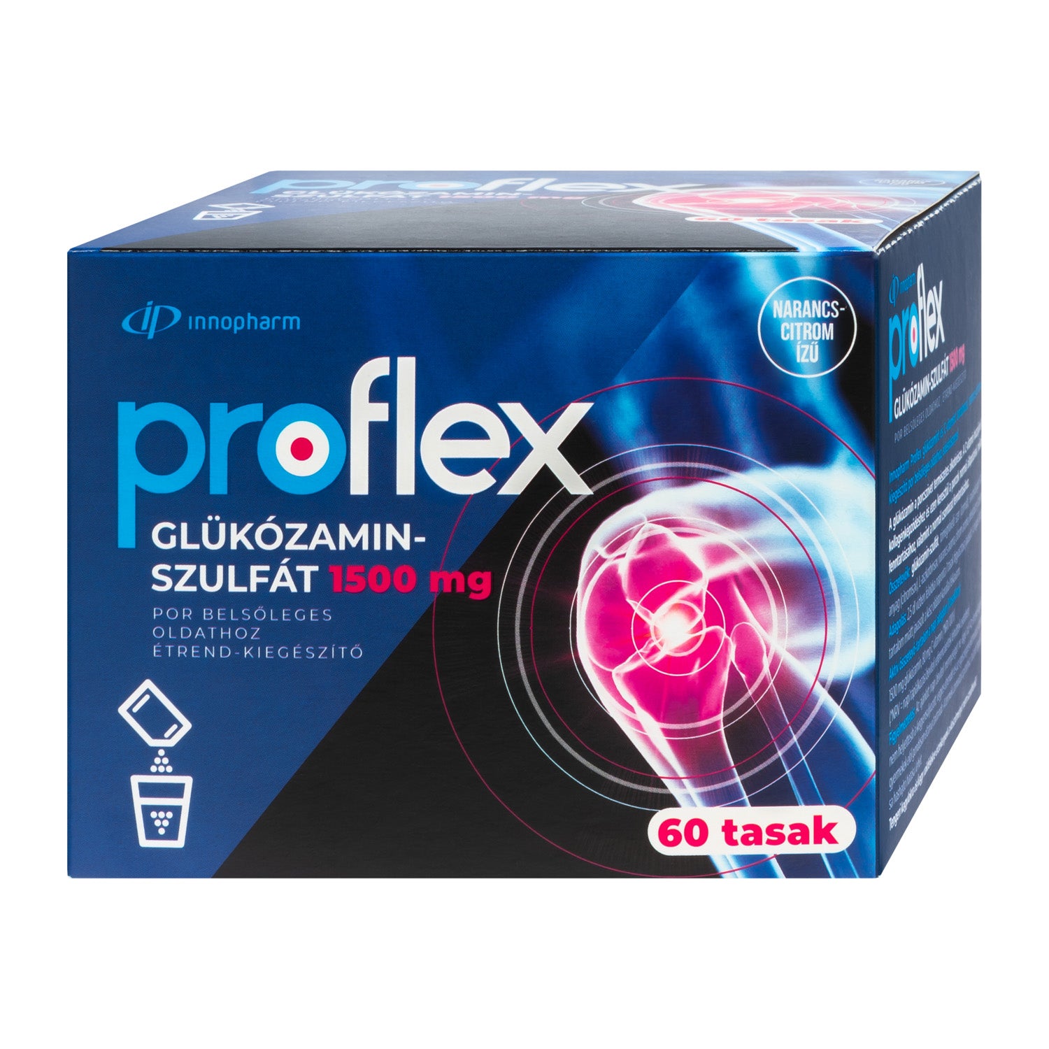 Innopharm proflex 1500 mg glukózamín- oranžovo- citrónový prášok na perorálne použitie 60 šálok