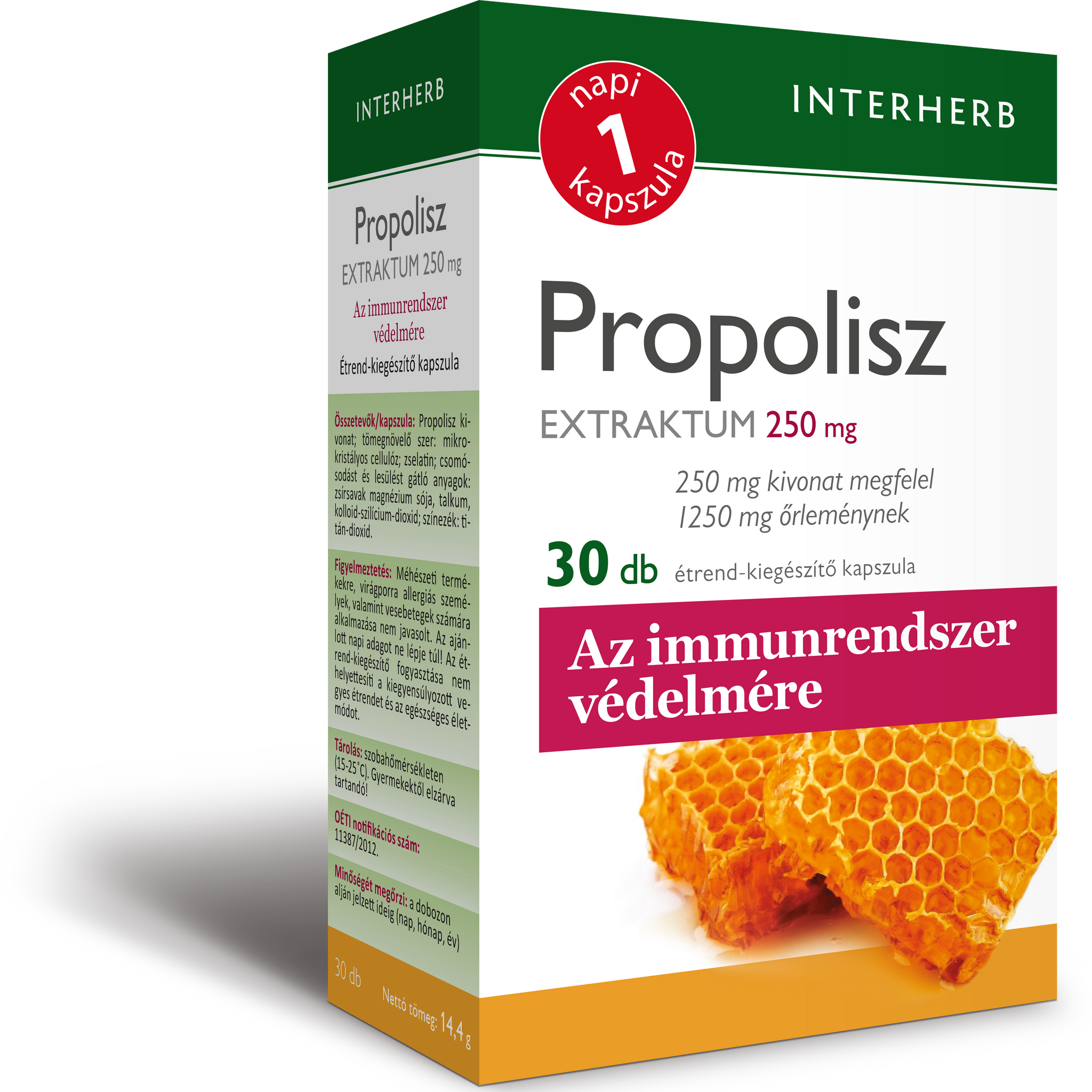 Interherb 1 kapsula propolis extrakt denne 30 šálok