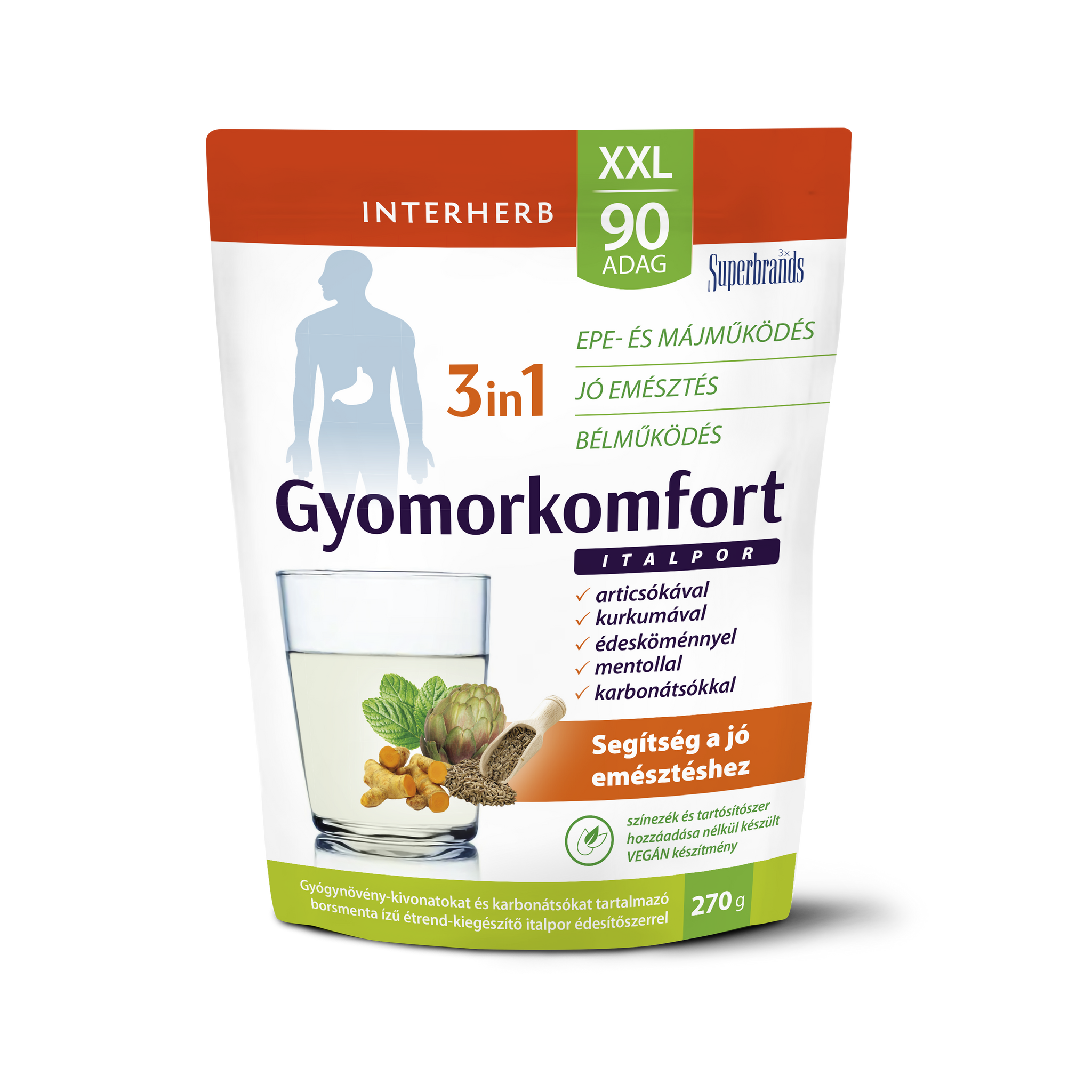 Interherb xxl 90 dávok žalúdočná úľava 3 v 1