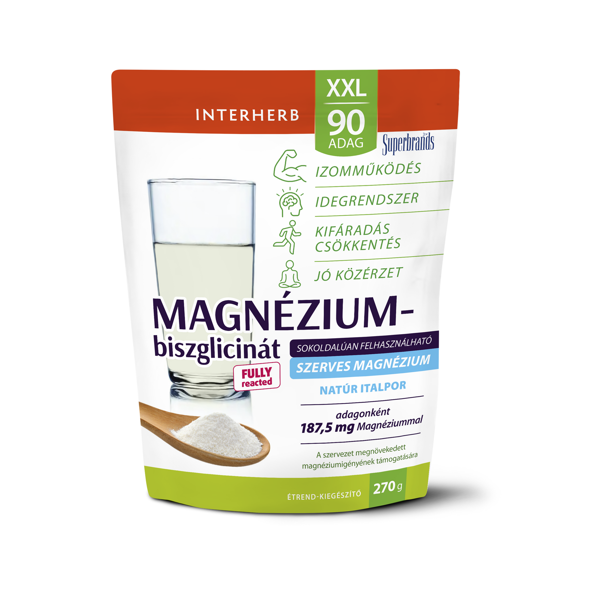 Interherb xxl 90 dávok magnézium-biszglicinát prášok na pitie 270 g