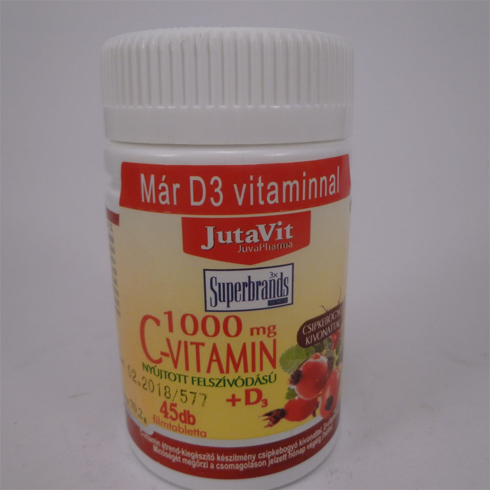 JutaVit Vitamín C 1000 mg s D3 a šípkovým extraktom, retardované filmom obalené tablety 71.1 g - 46889