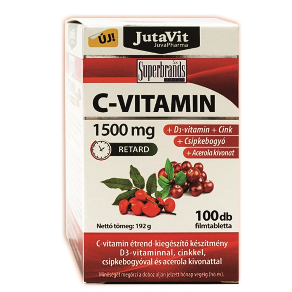 Jutavit Vitamín C 1500 mg s D3, zinkom, šípkom a acerolou 100 tabliet - 46887